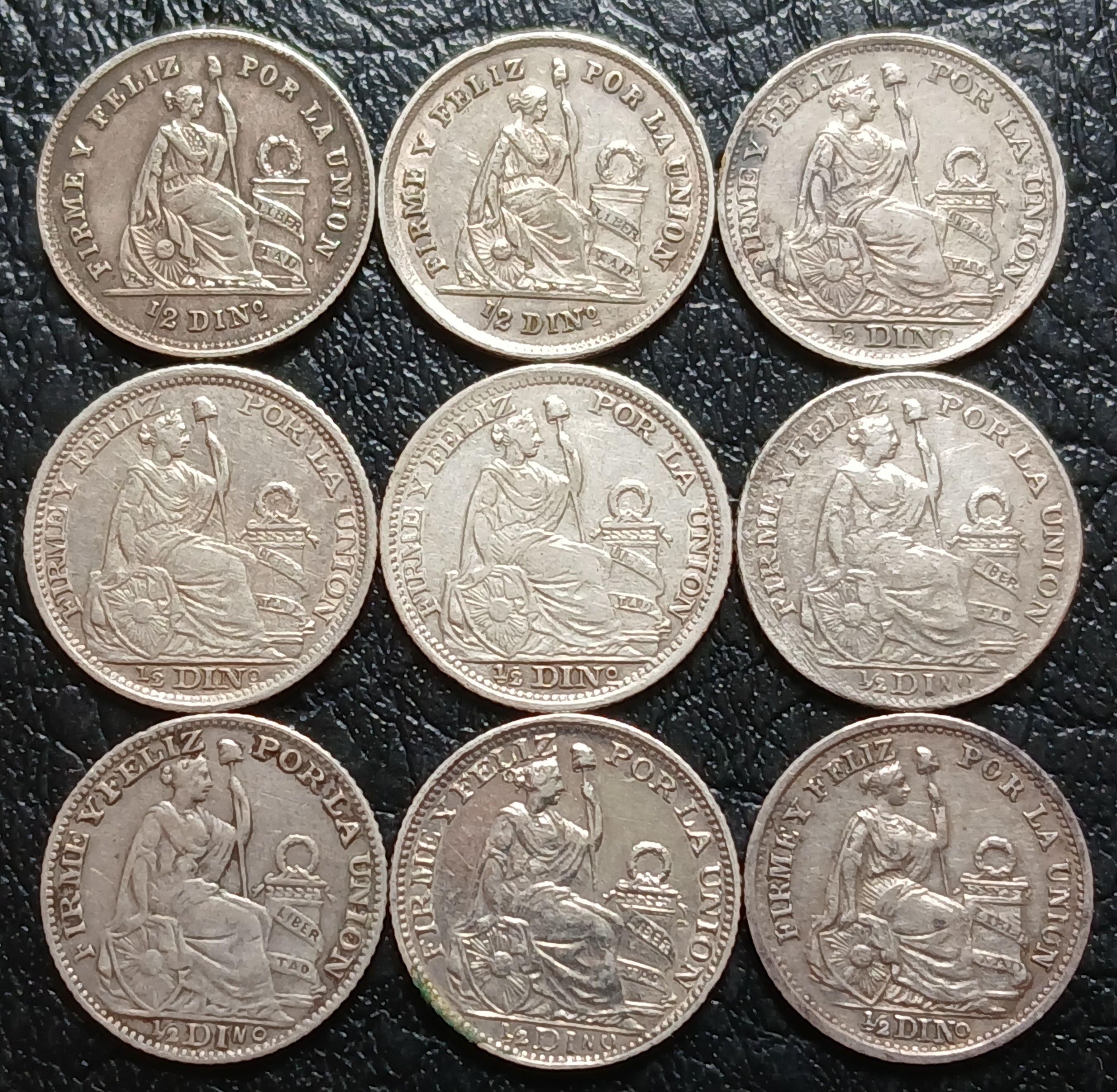 Venta lote de medios dinos plata 9 décimos