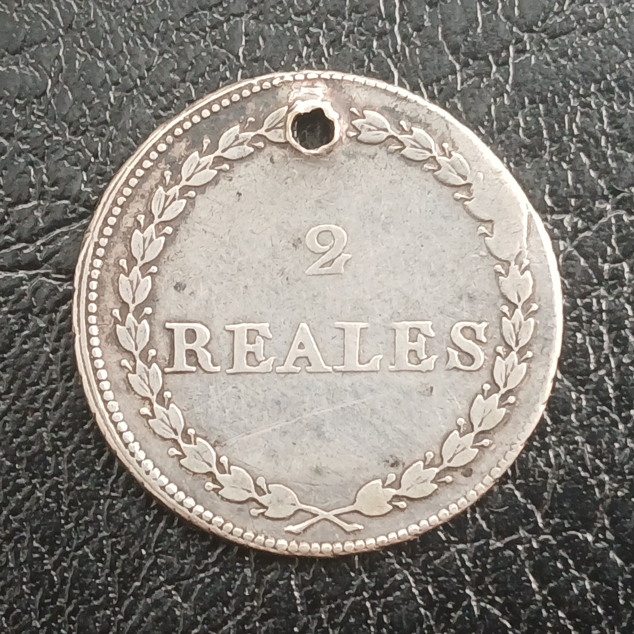 2 reales Sudperuana Ceca Arequipa perforada año 1838