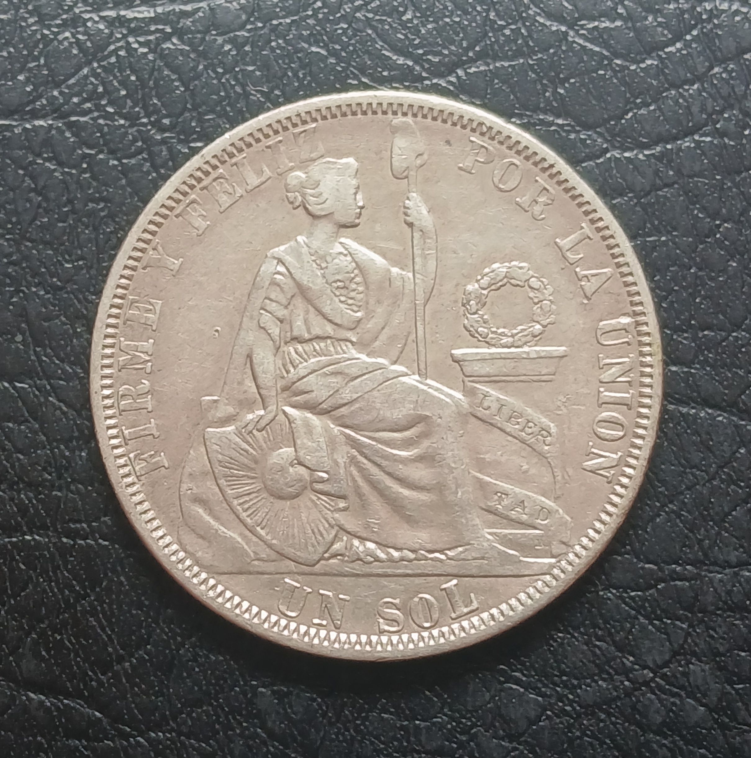 Sol año 1879 Guerra del Pacífico plata 9 décimos
