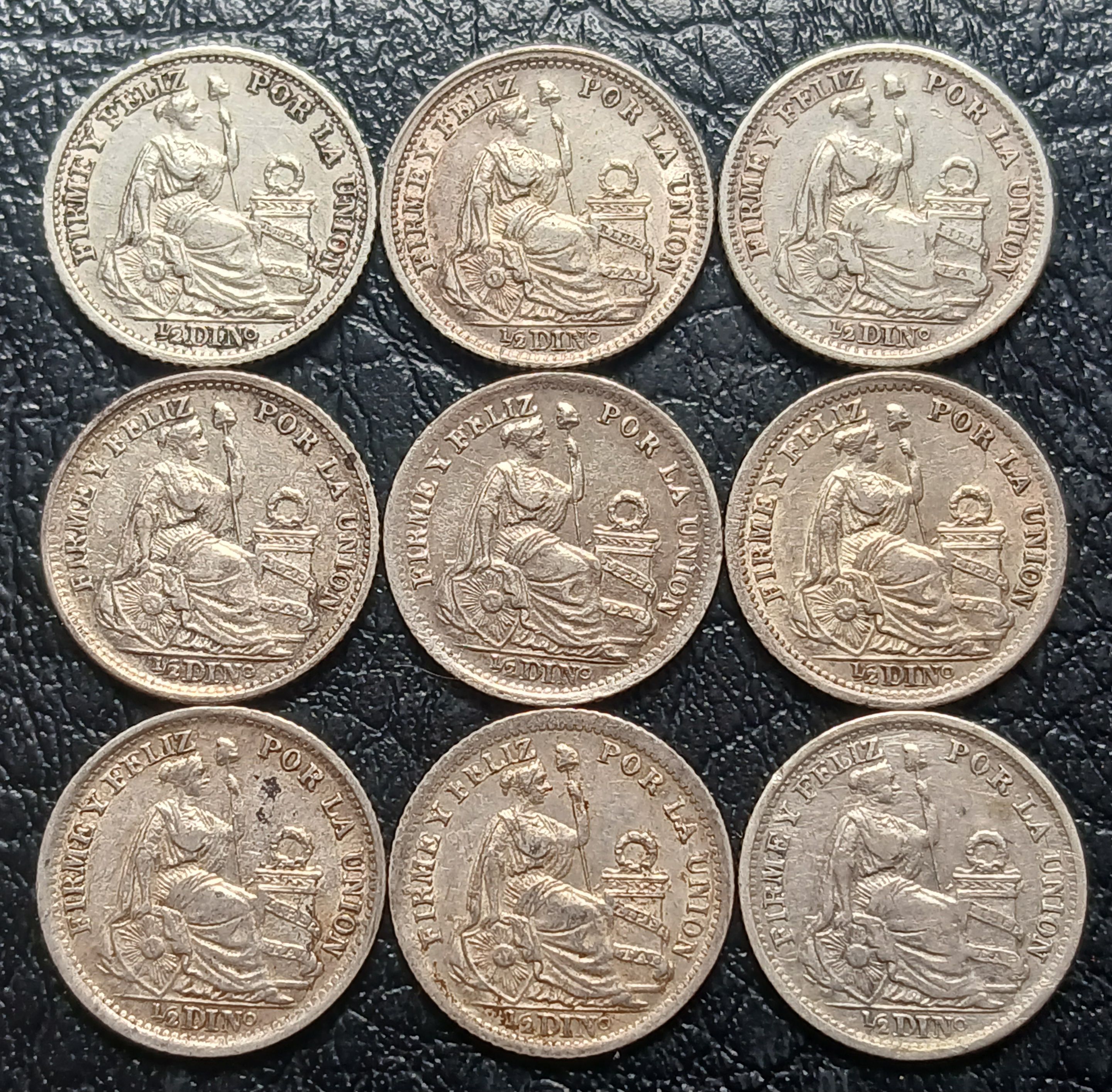 Venta lote de medios dinos plata 9 décimos