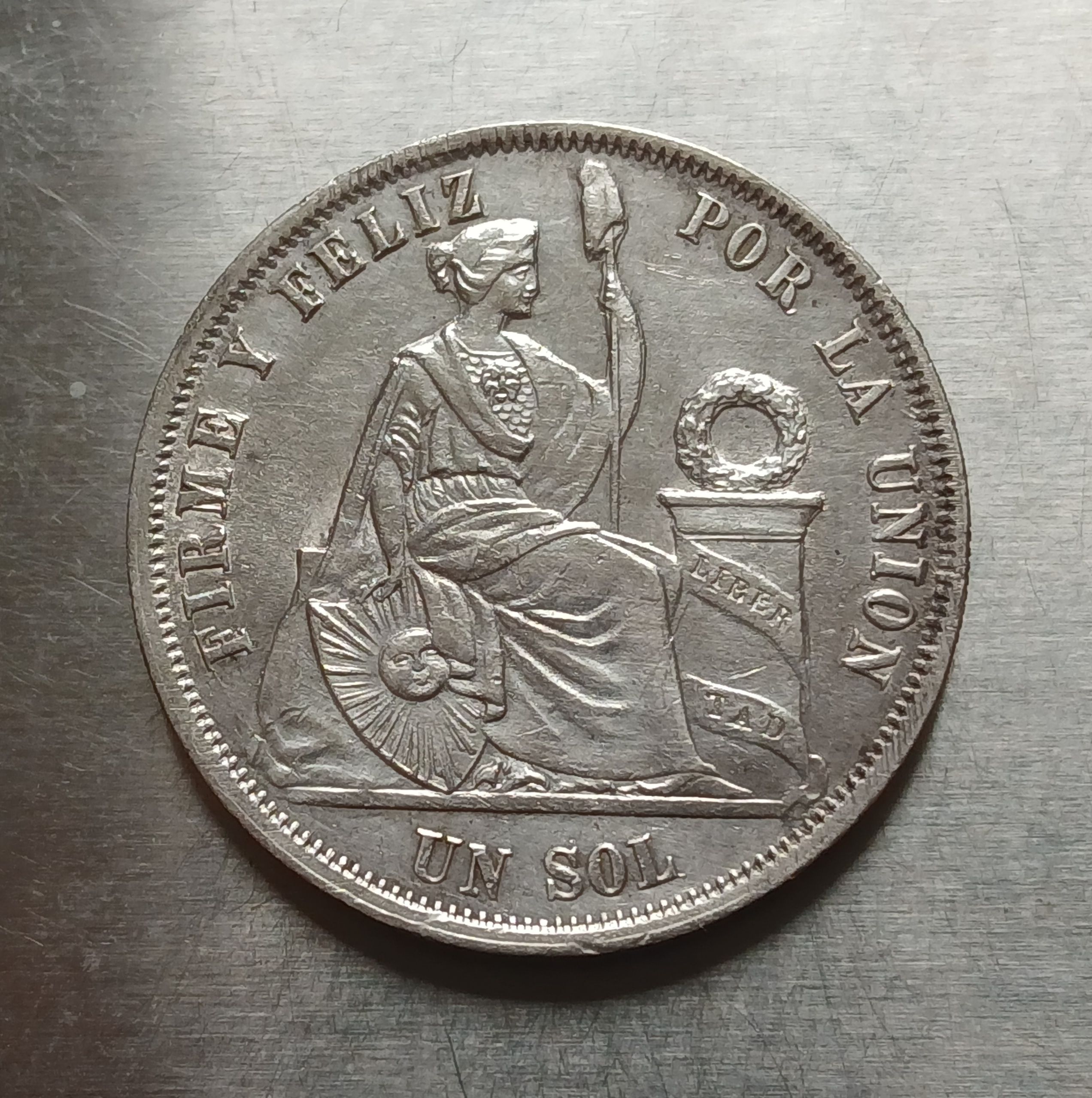 Un sol 1865 plata 9 décimos