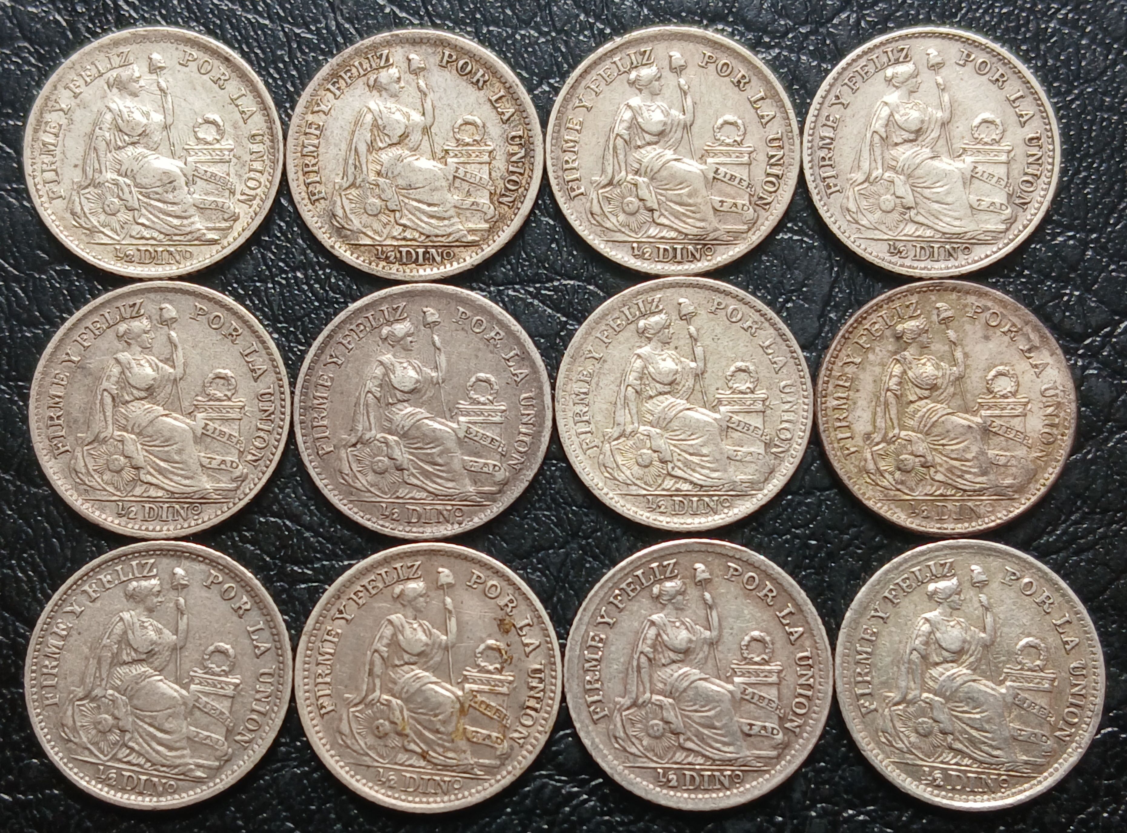 Venta lote de medios dinos plata 9 décimos