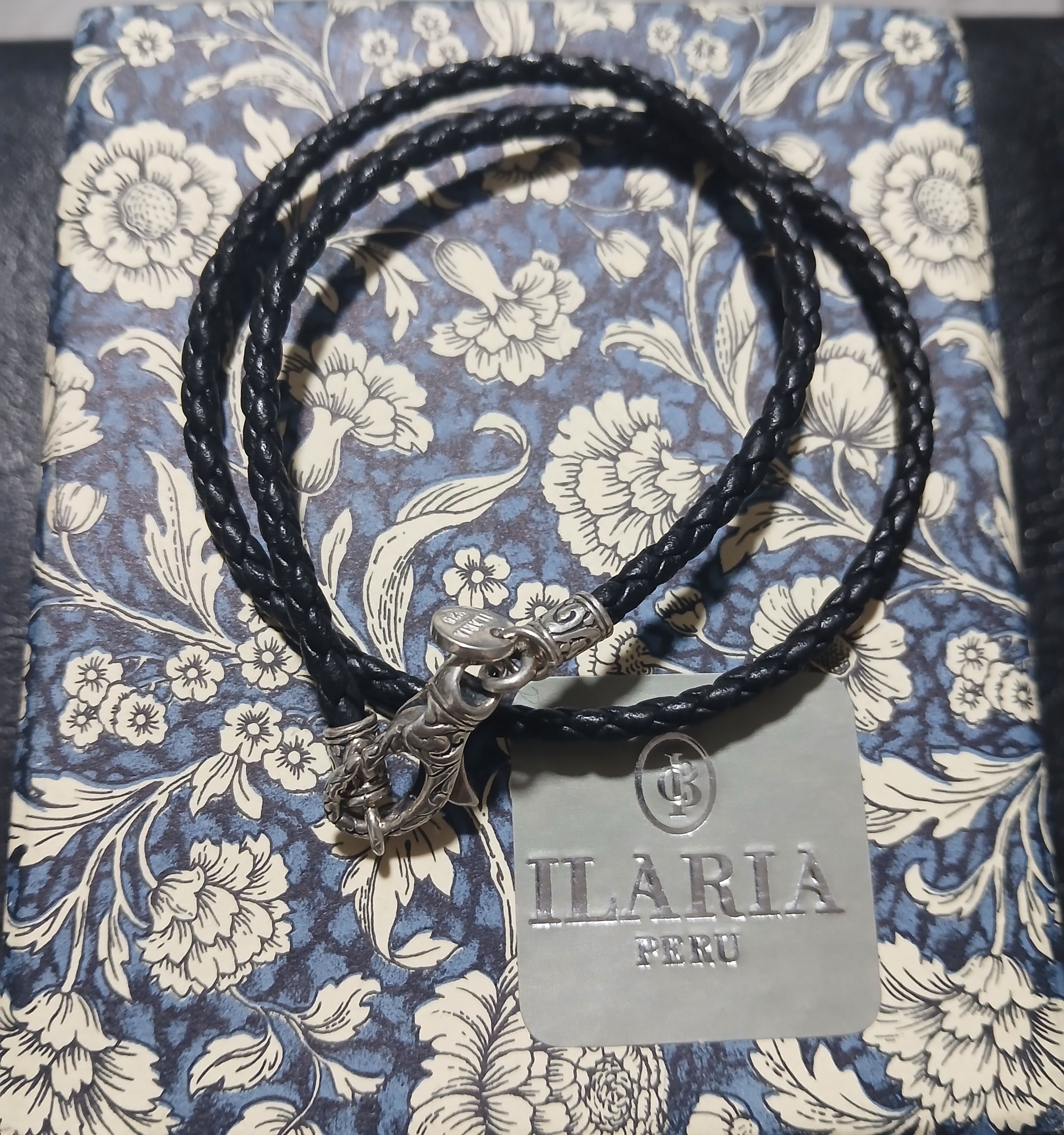 Pulsera Ilaria de cuero trenzado (doble vuelta) plata 925