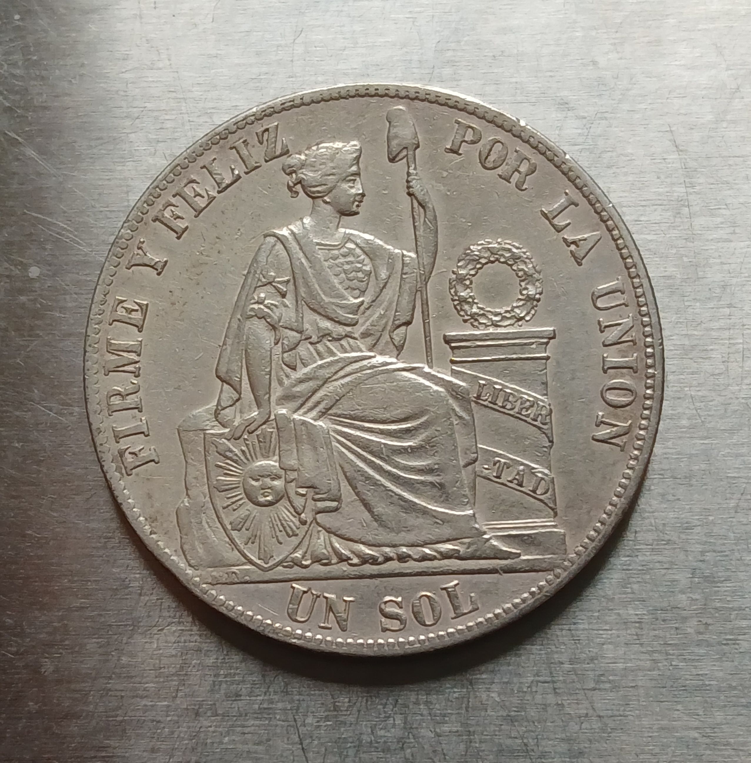 Un sol año 1883 (Guerra del Pacífico) plata 9 décimos