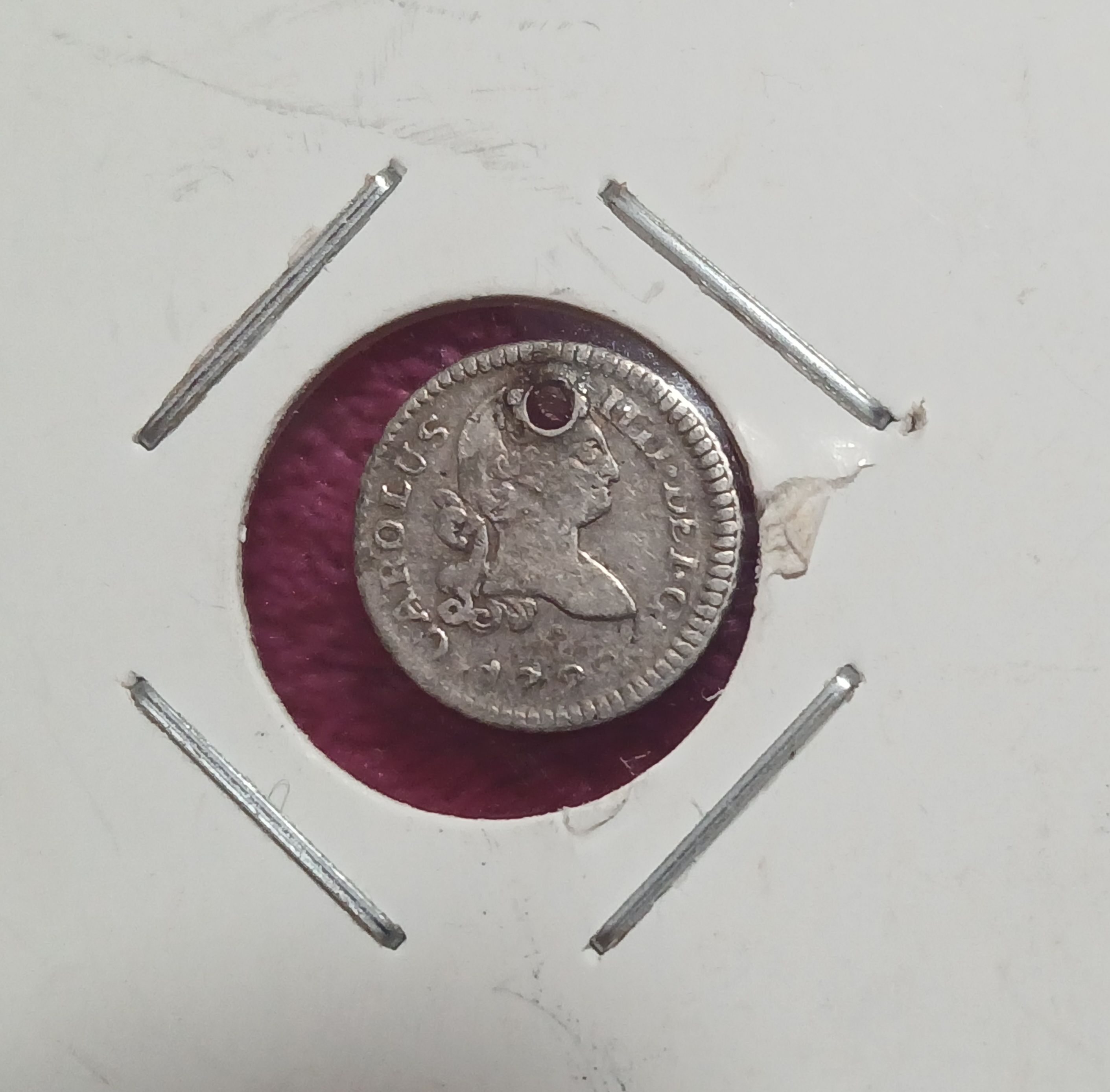 Cuartillo busto Carolus IIII perforado año 1792
