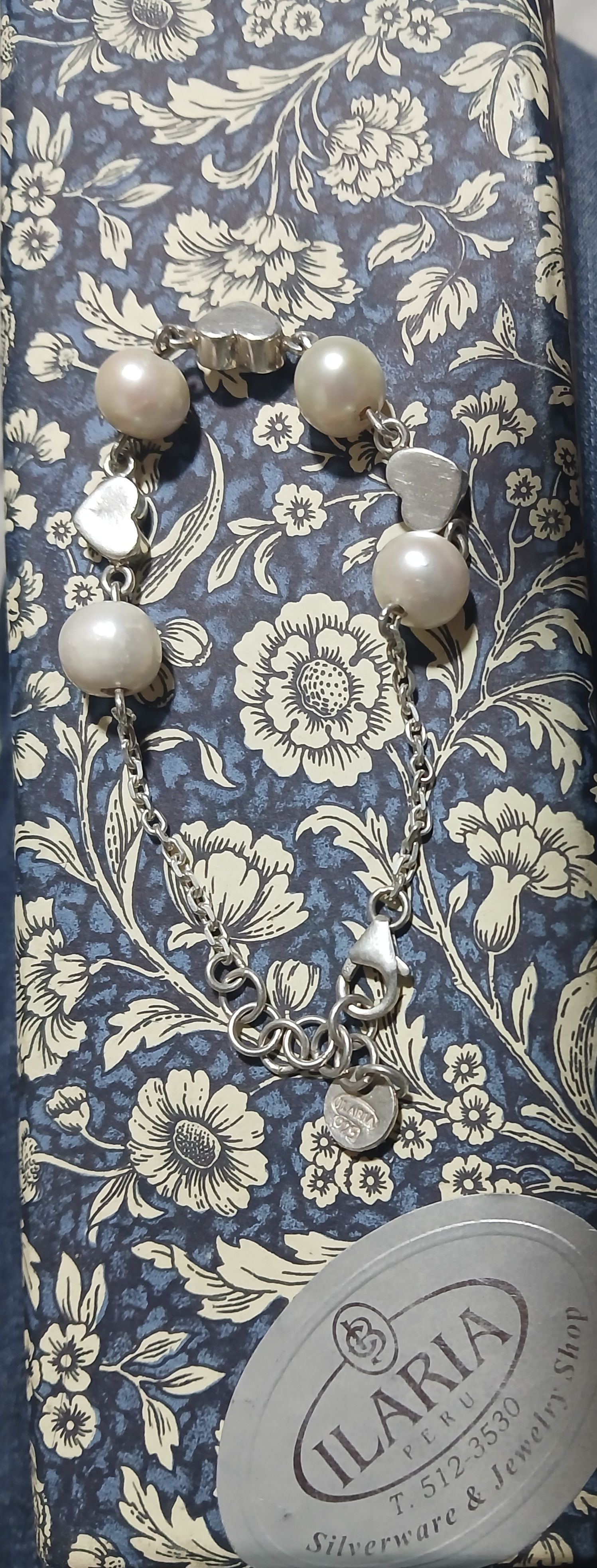 Pulsera de plata 925 y perlas cultivadas con corazones - Colección ILARIA