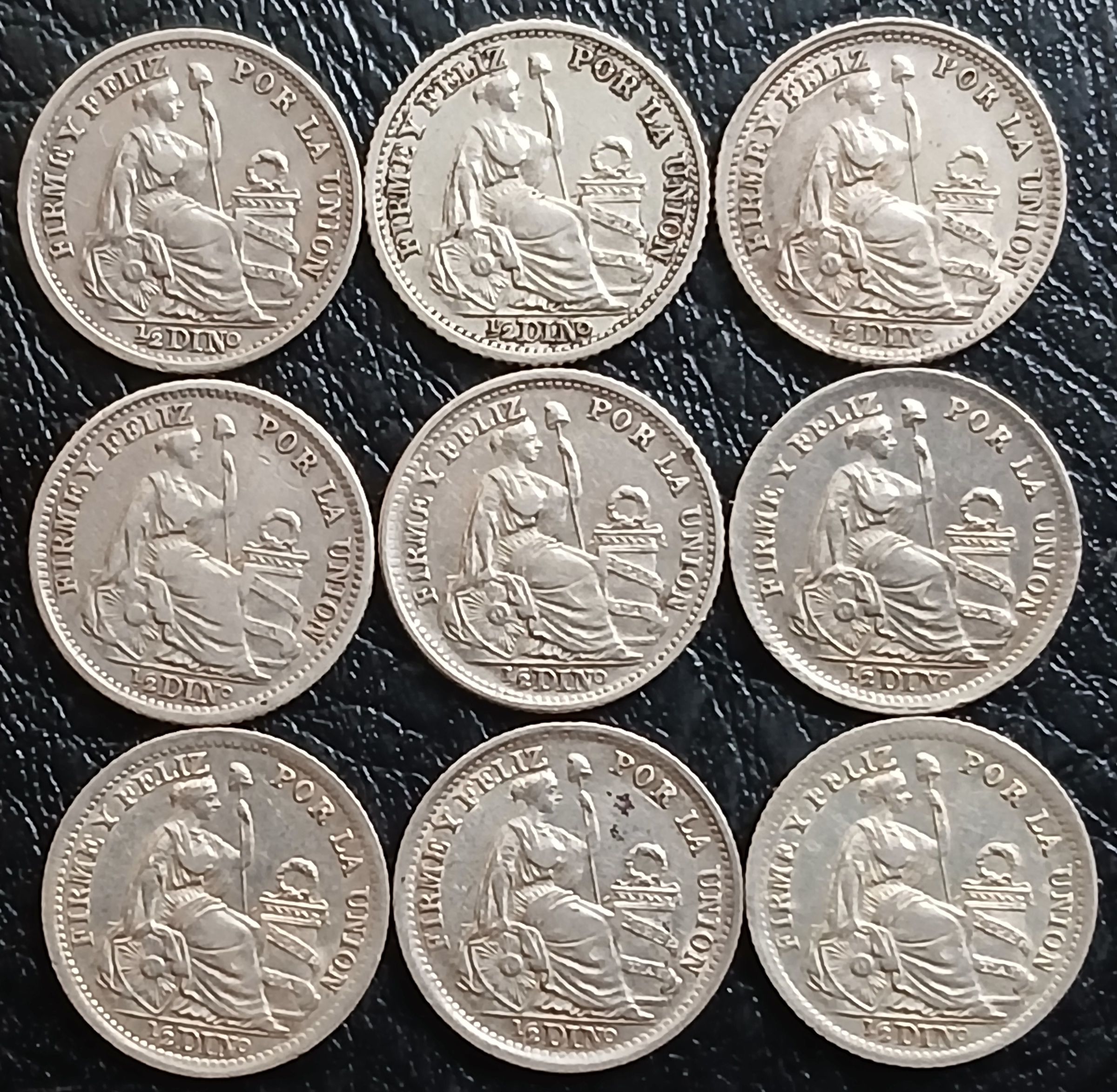 Lote medios dinos plata 9 décimos