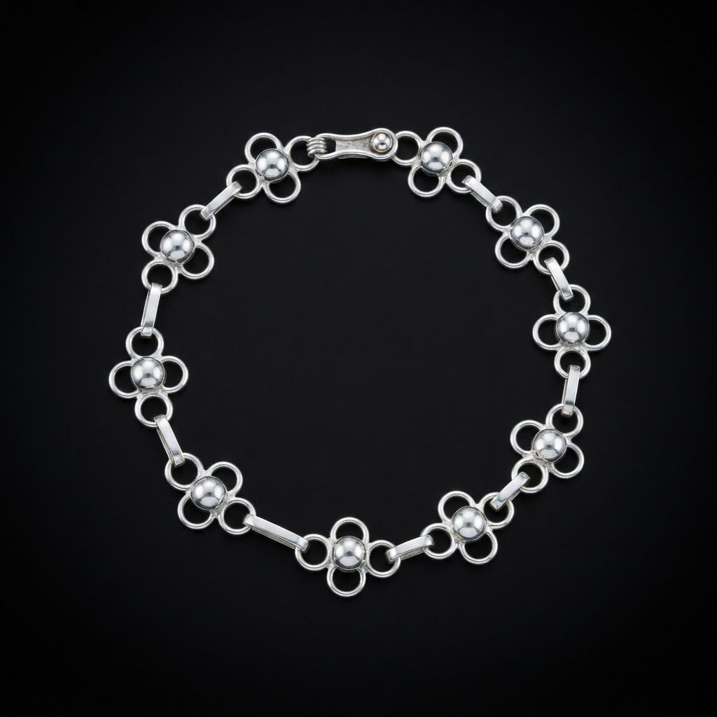 Pulsera Diseño Floral – Plata 950
