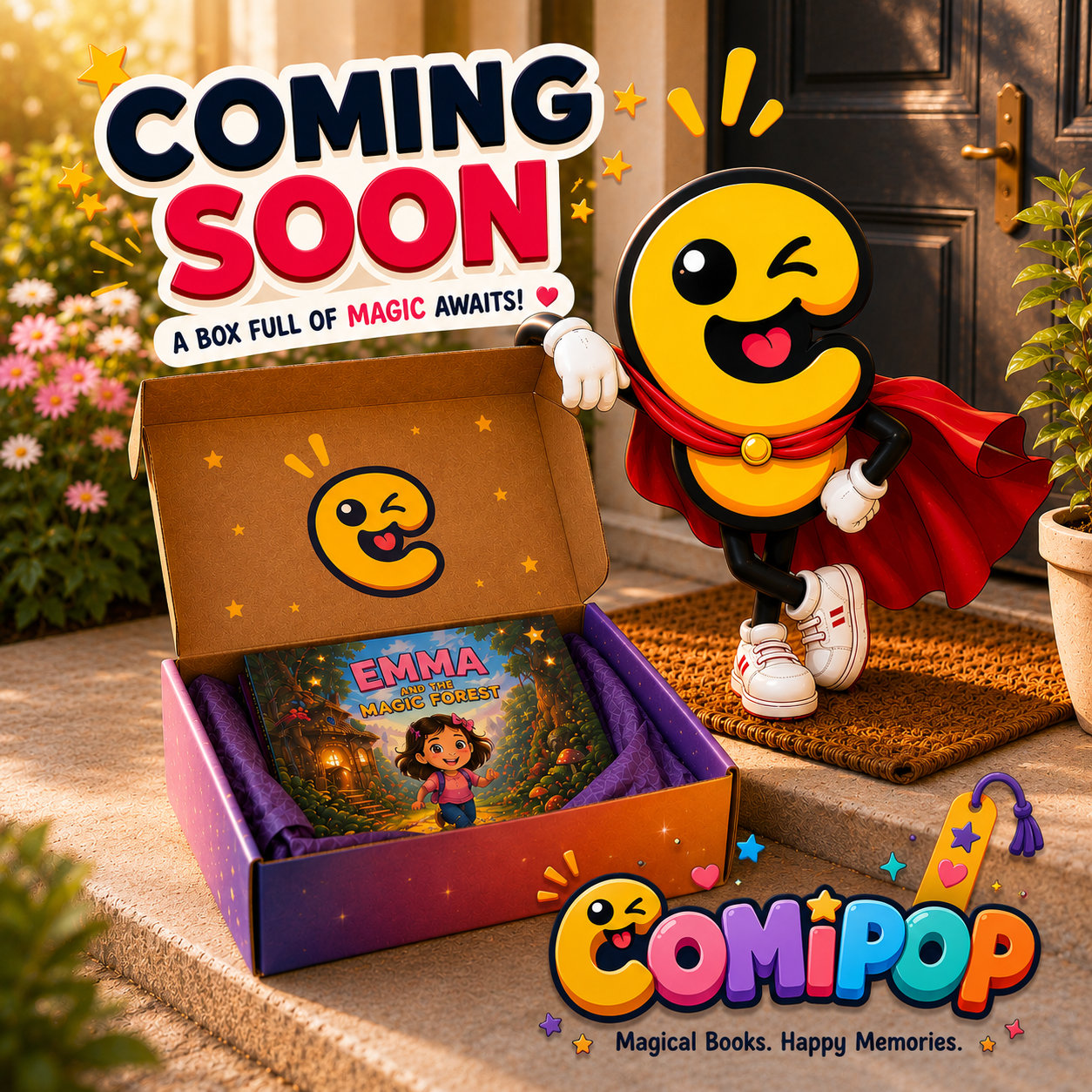 ComiPop gift box filled with personalized storybooks and creative activities