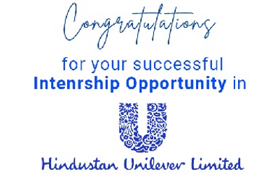 Congratulation for successful internship opportunity in HUL