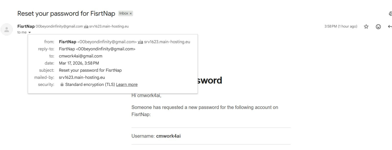 Reset password email proof