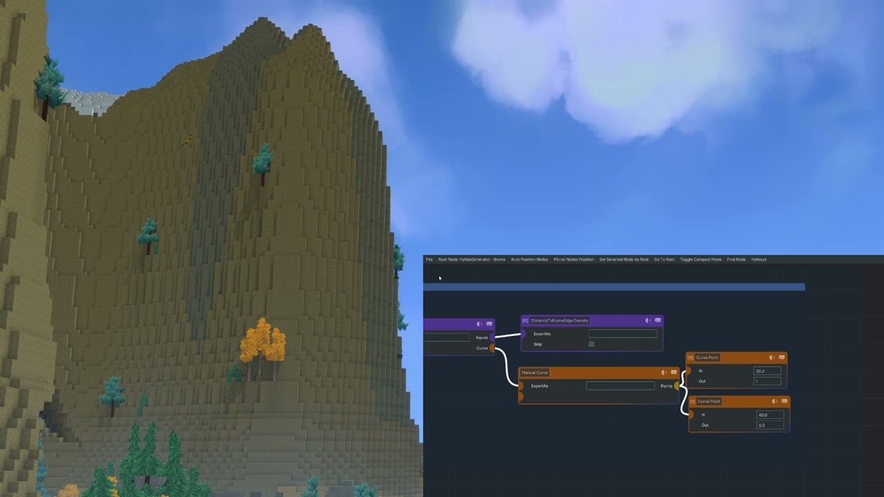 Hytale cliff and terrain example generated by WorldGen V2