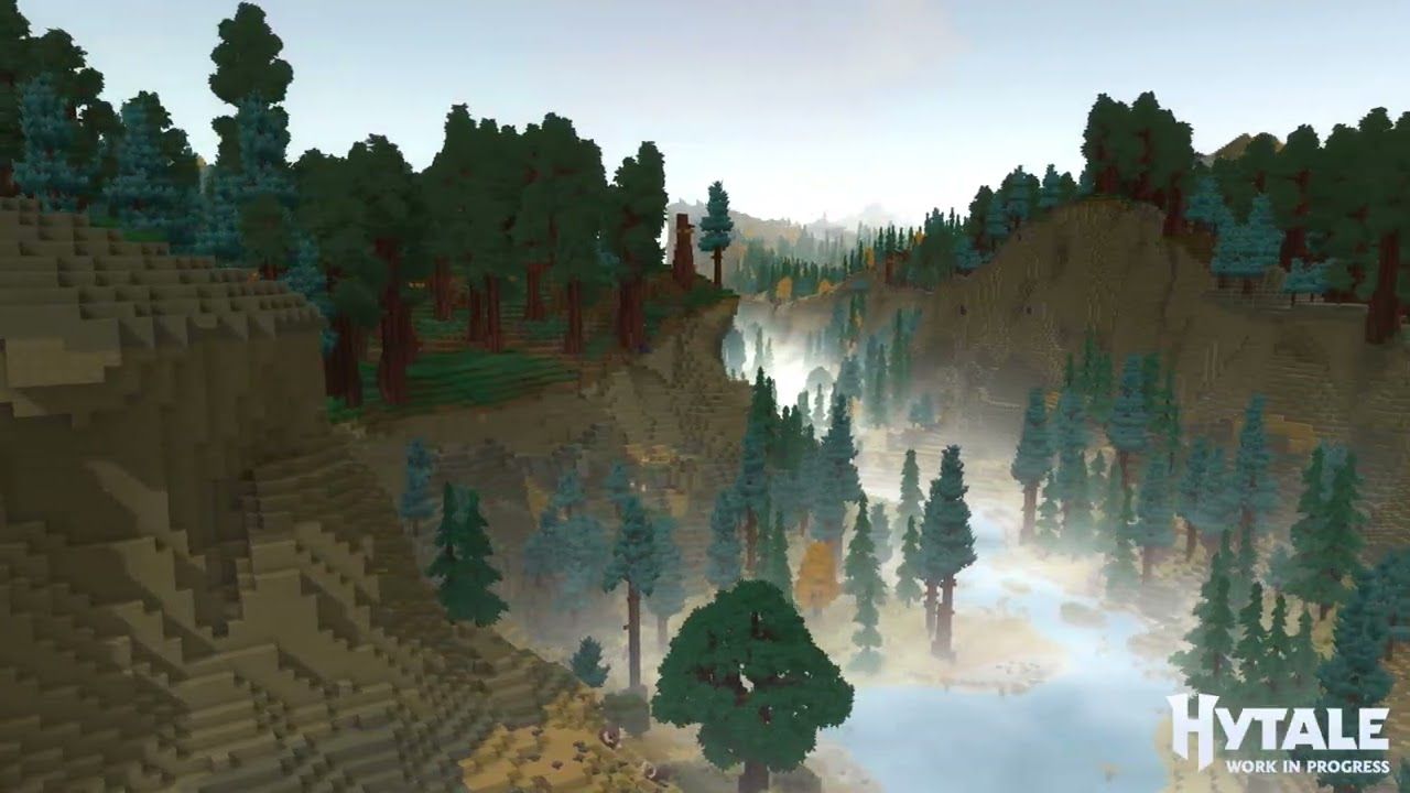 Hytale taiga biome generated with WorldGen V2