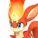 Rooby, Palworld Paldeck No. 026 - a small Fire fawn with flame antlers