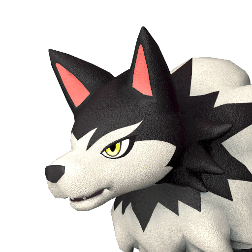 Direhowl, Palworld Paldeck No. 033 - a lean grey wolf-like Pal