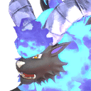 Blazehowl Noct, Palworld Paldeck No. 112B — a Fire/Dark lion mount