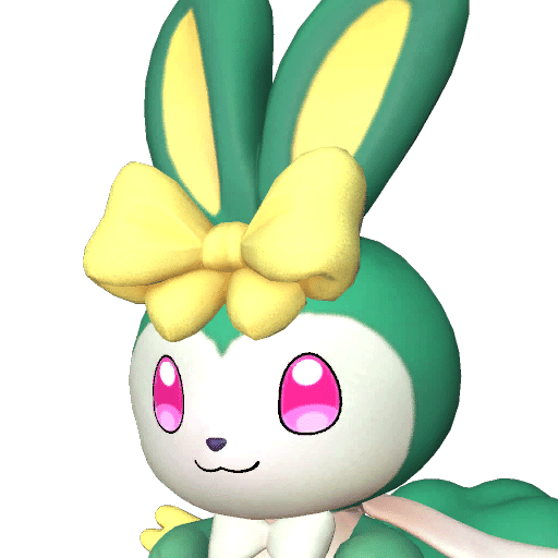 Ribbuny Botan, Palworld Paldeck No. 044B - a Grass rabbit variant with leafy ribbon ears