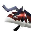 Skutlass Ignis, Palworld Paldeck No. 128B — a Water/Fire swordfish from the volcano island