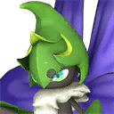 Vaelet, Palworld Paldeck No. 066 - a Grass violet flower-spirit fairy