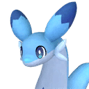 Chillet, Palworld Paldeck No. 103 - a long blue-and-cream weasel-dragon Pal