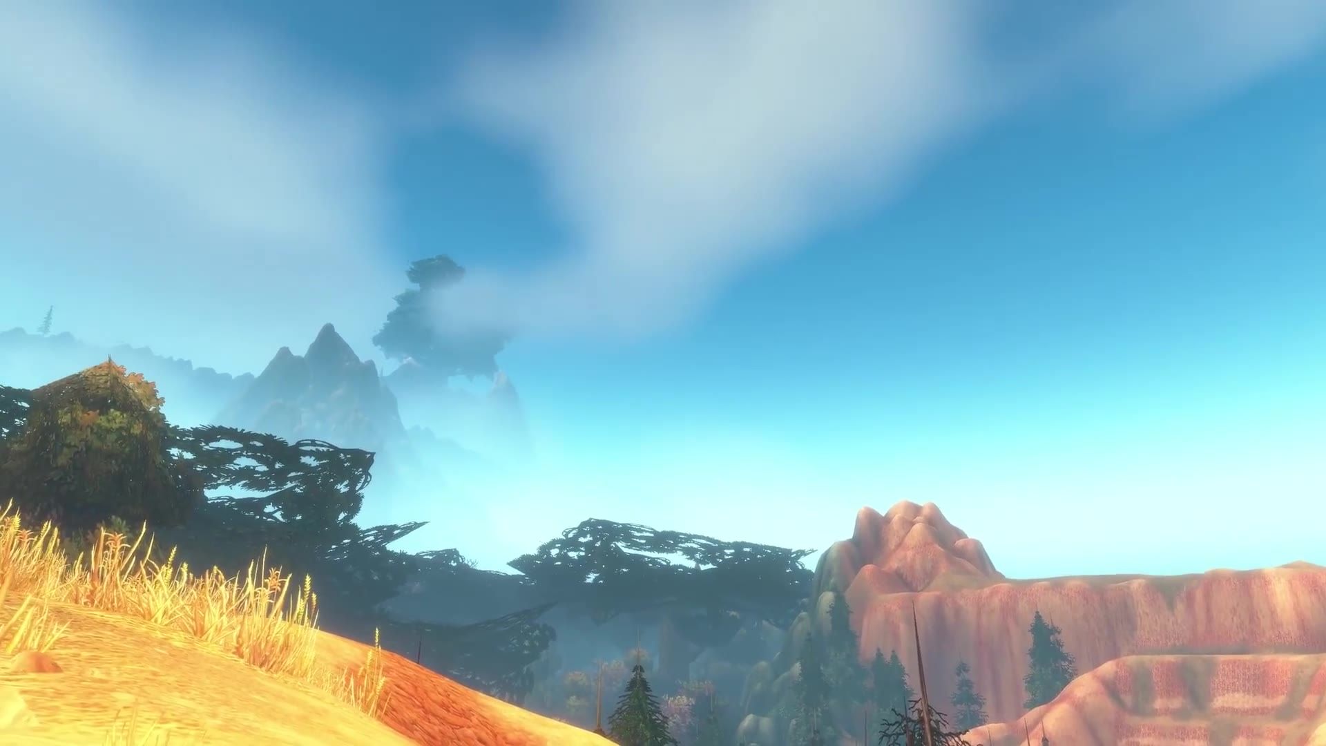 World of Warcraft: Forever — the Barrens looking north, Nordrassil visible on Mount Hyjal