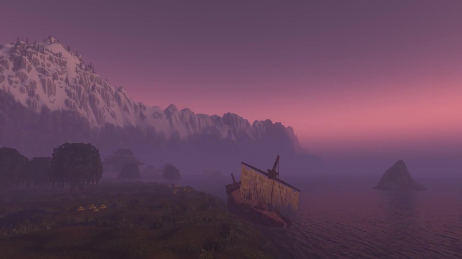 World of Warcraft: Forever — the Wetlands coast with the mountains of Dun Morogh in view