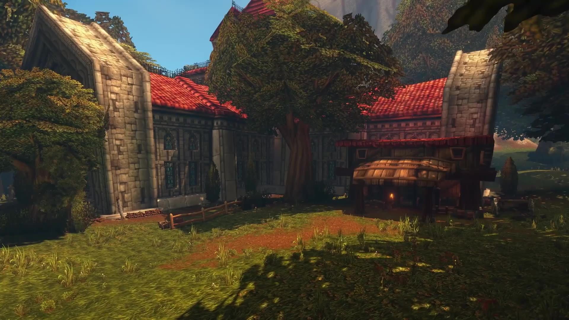 World of Warcraft: Forever — the same Elwynn Forest view with global illumination