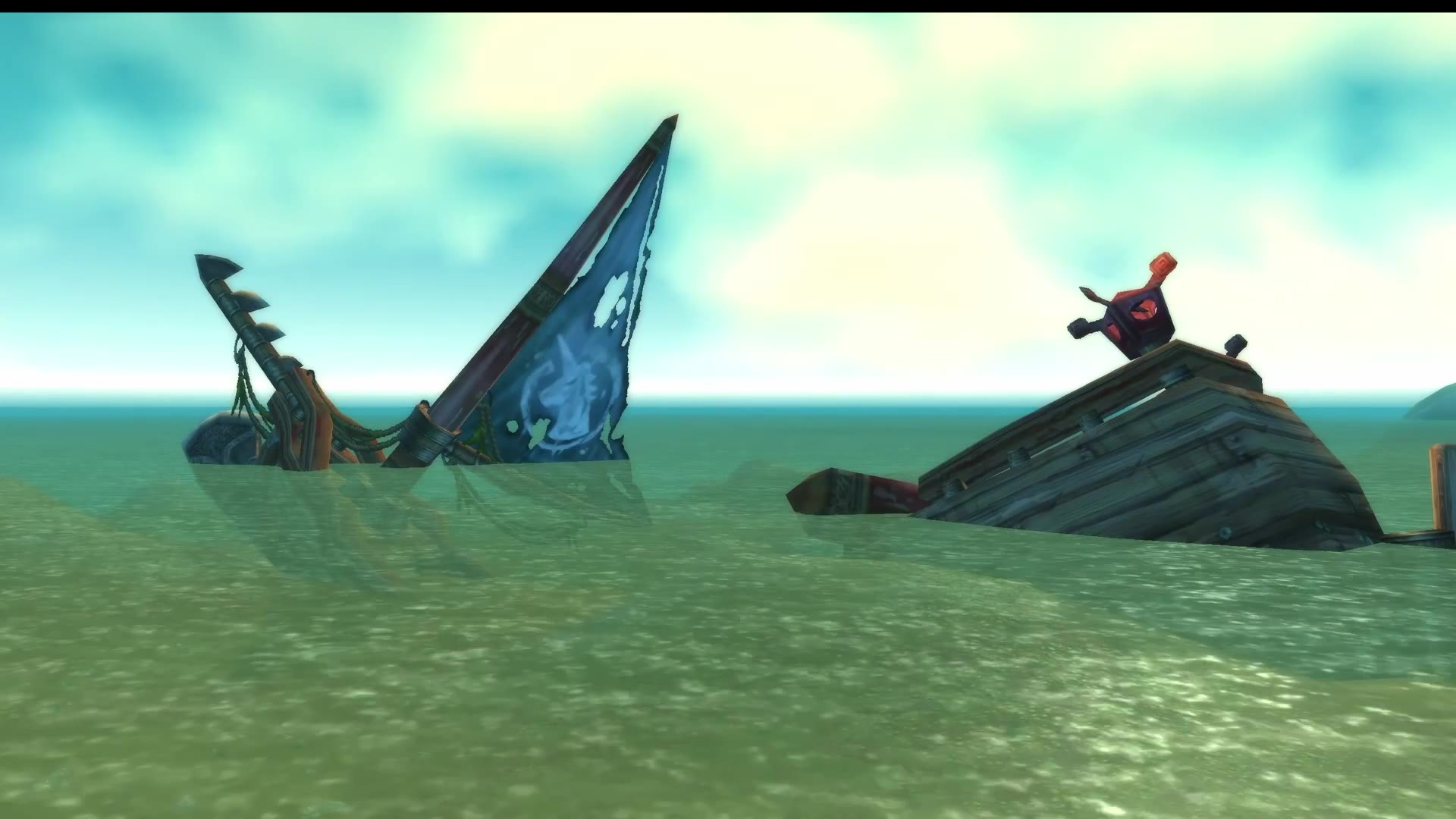 World of Warcraft Classic — a shipwreck in flat water