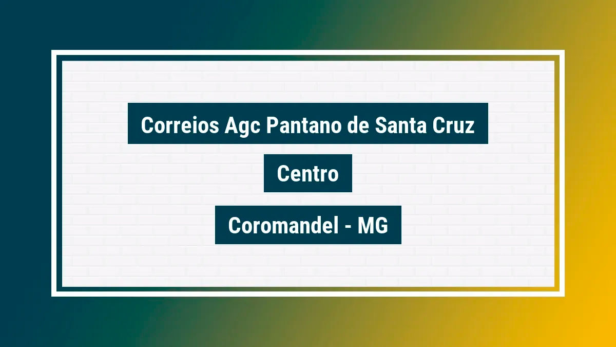 Imagem ilustrativa unidade de agência dos correios agc pantano de santa cruz centro coromandel mg
