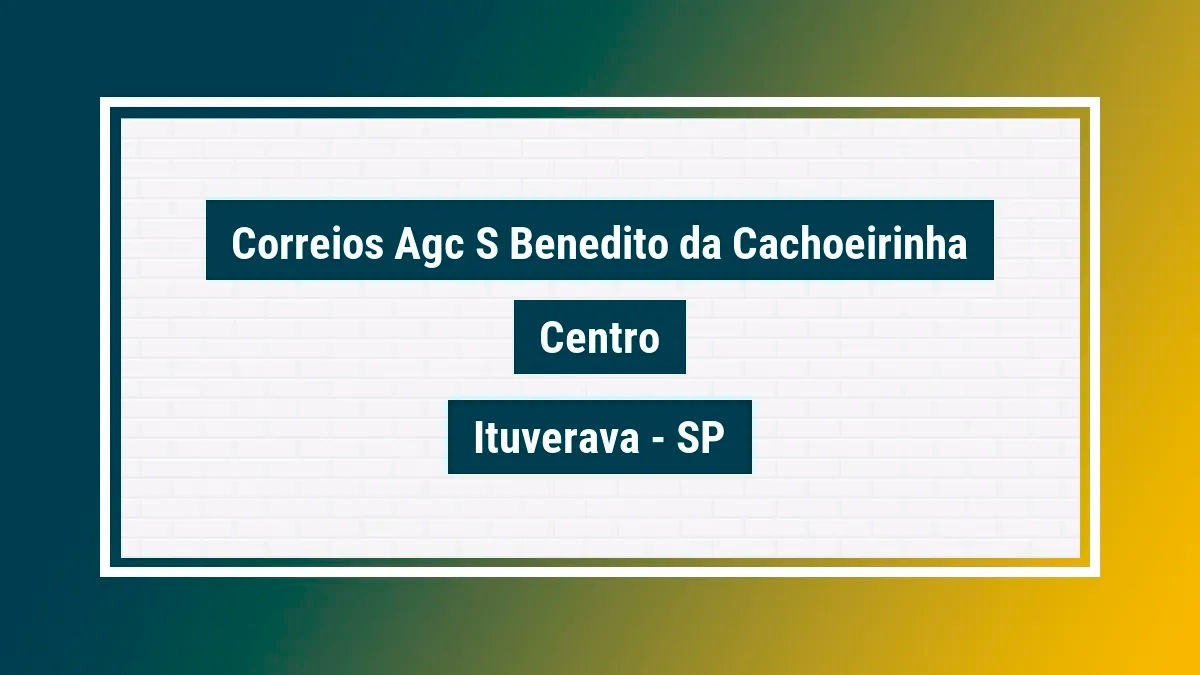 Imagem ilustrativa unidade de agência dos correios agc s benedito da cachoeirinha centro ituverava sp
