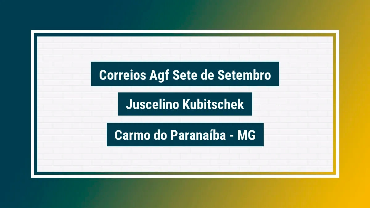 Imagem ilustrativa unidade de agência dos correios agf sete de setembro juscelino kubitschek carmo do paranaíba mg