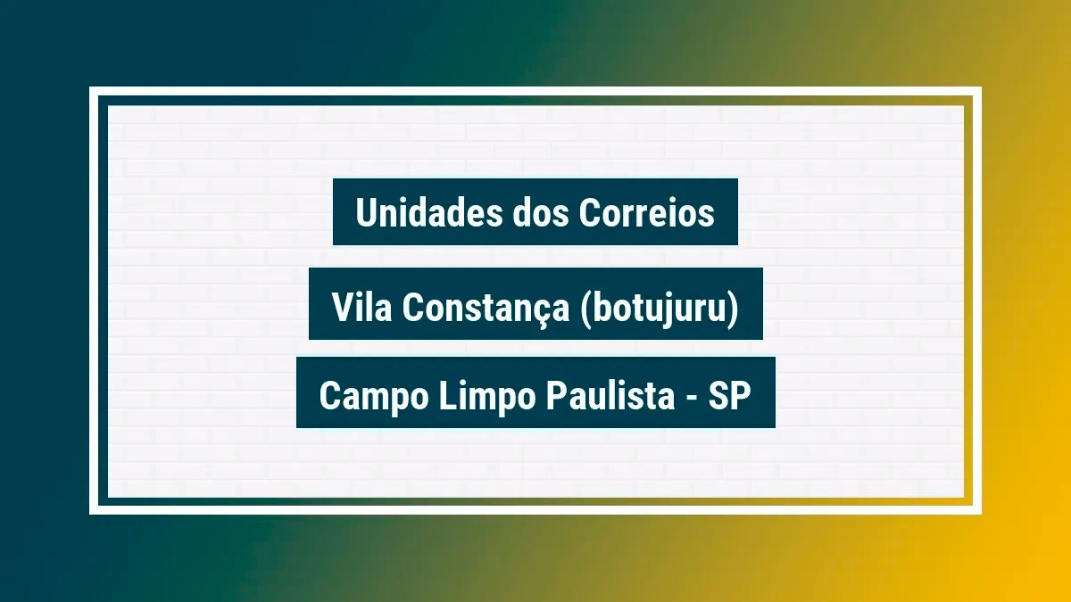 Imagem ilustrativa agência dos correios vila constança (botujuru) campo limpo paulista sp