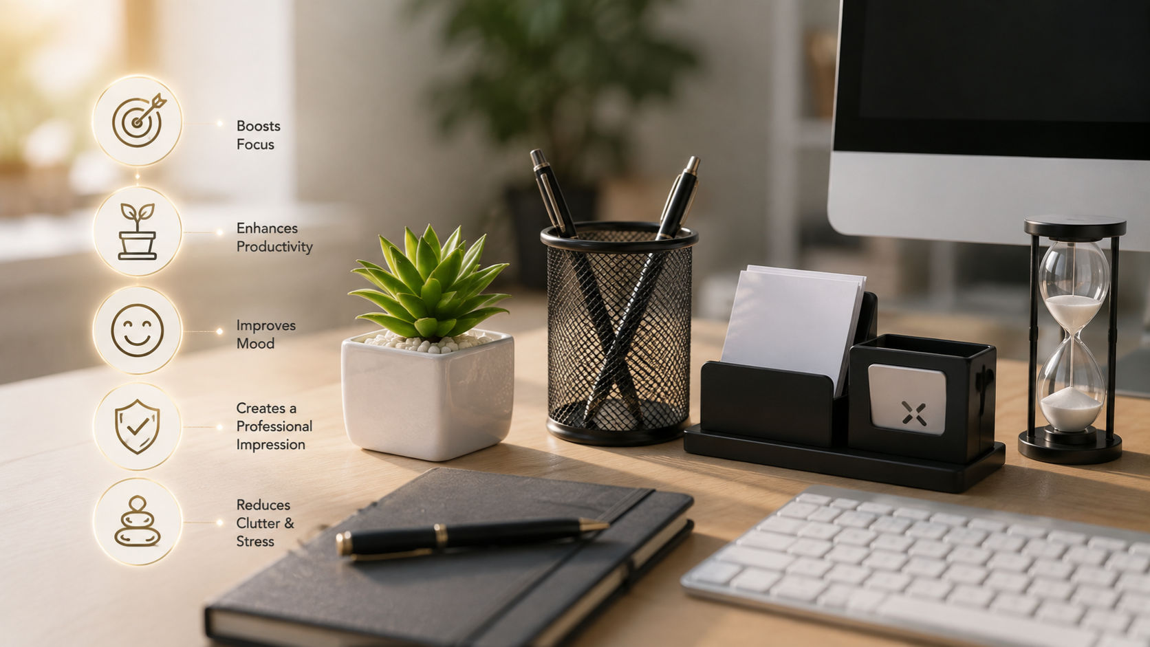 Organized Executive Office Desk Setup