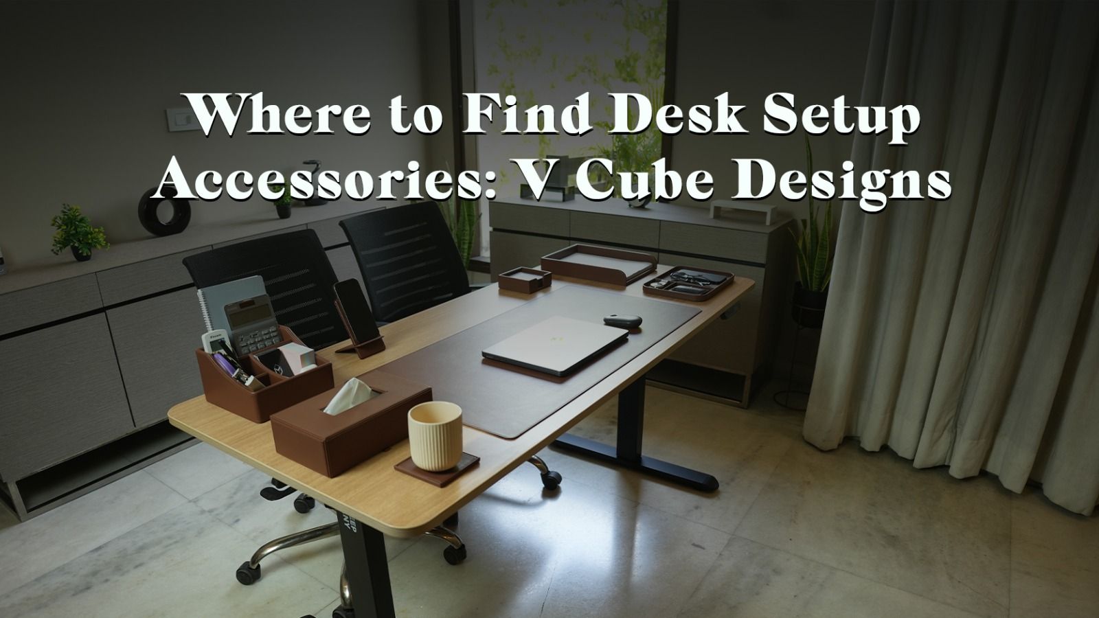 Premium desk setup accessories by V Cube Designs arranged for real daily workday use.