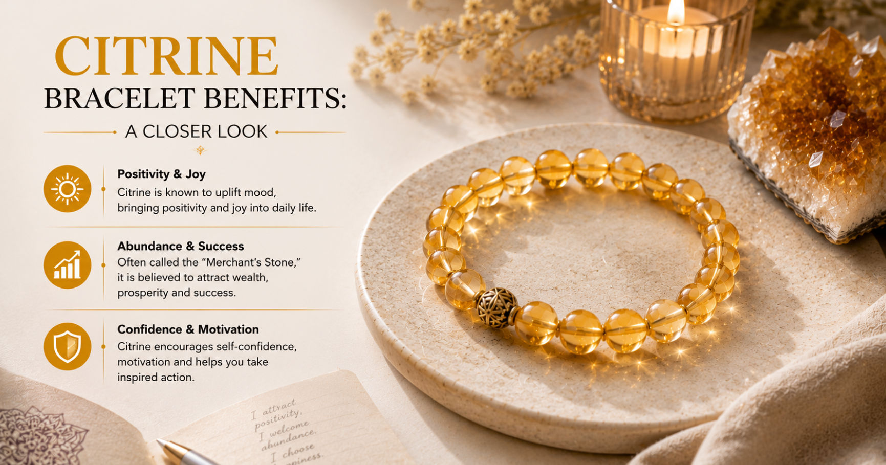 Yellow Citrine Bracelets for wealth and financial abundance