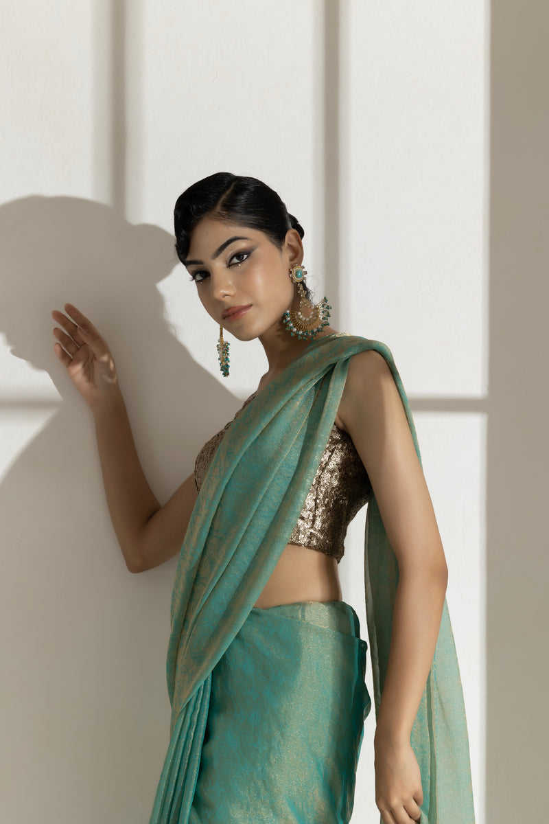 Buy Emerald Green Paisley Design Saree Online in India @Mohey - Saree for  Women