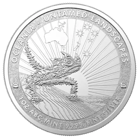 This image shows the reverse of the 1oz ABC Untamed Landscapes Thorny Lizard Silver Coin