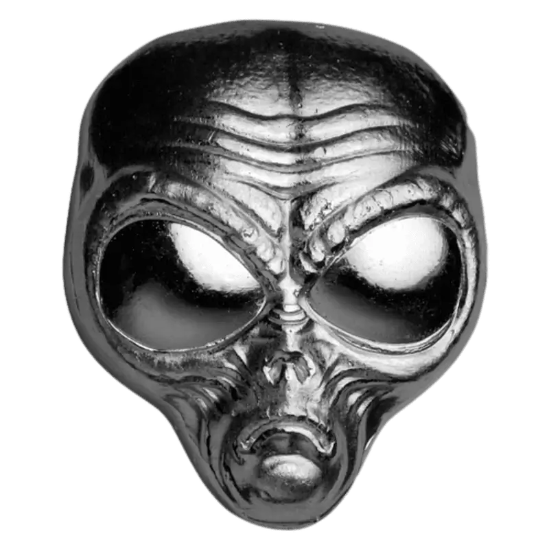 2oz Alien Head Silver Bar Front View