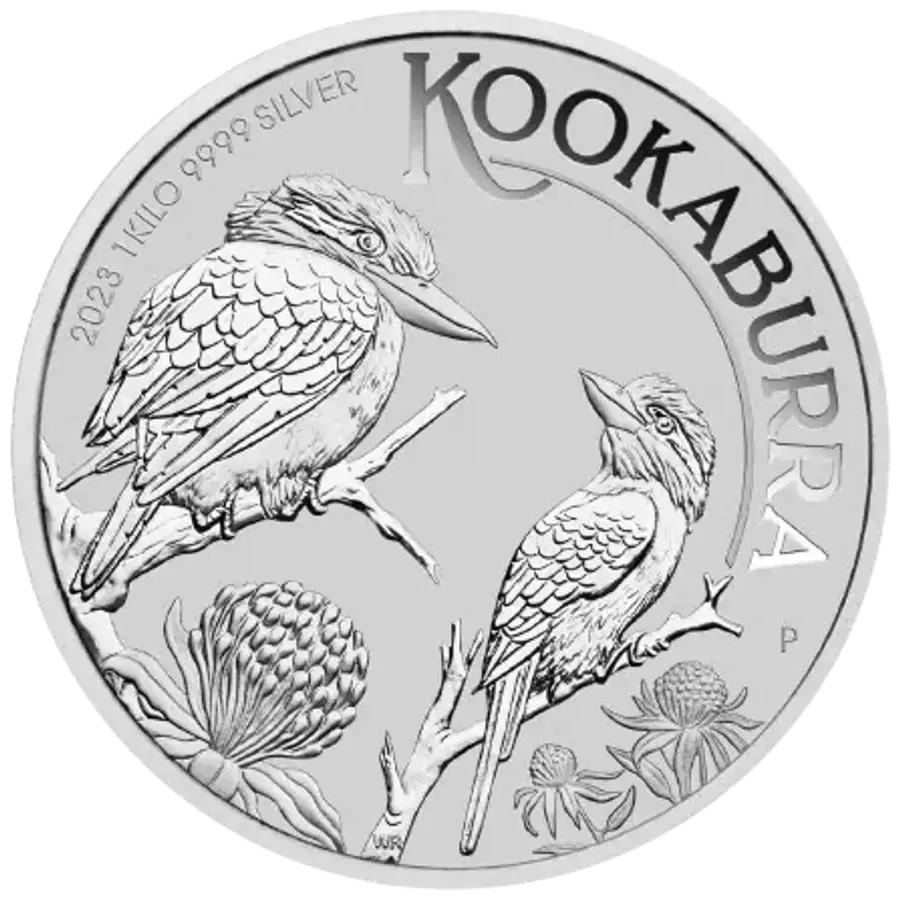 This image shows the reverse of the 2023 1kg Kookaburra Silver Coin