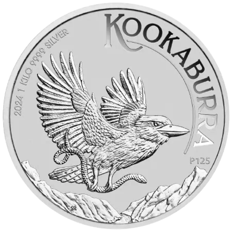 This image shows the reverse of the 2024 1kg Kookaburra Silver Coin