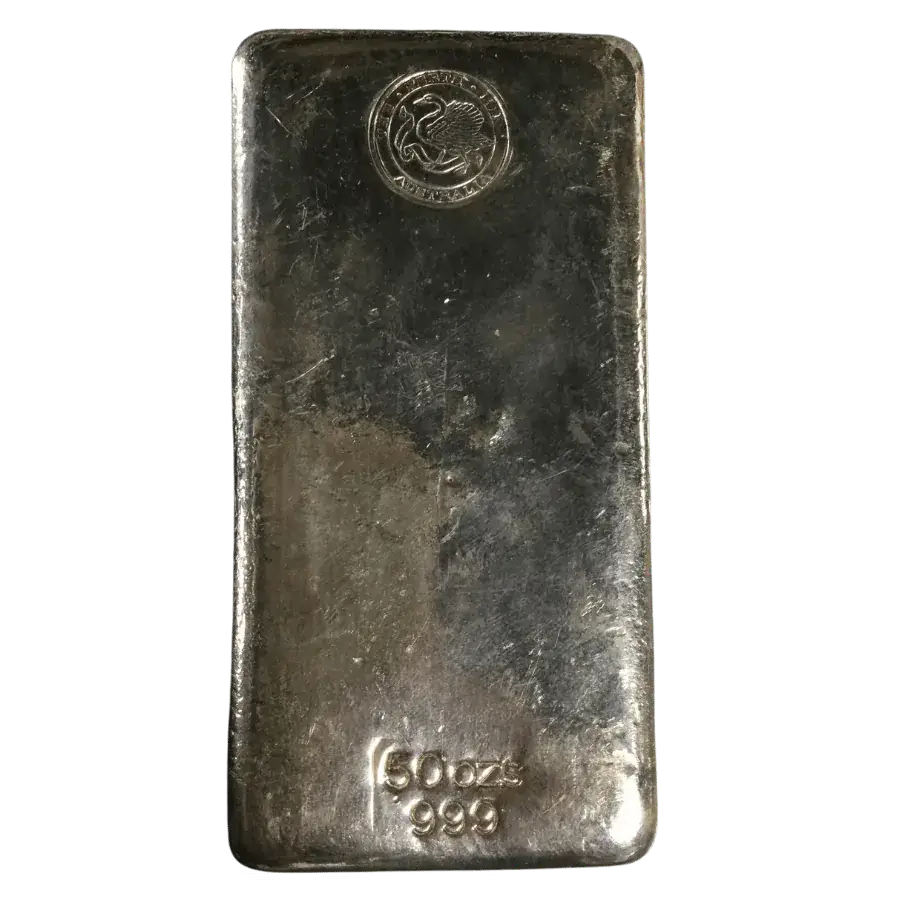 50ozPerthMintSilverCastBar