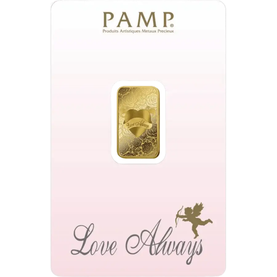 5g PAMP Love Always Gold Minted Bar Front