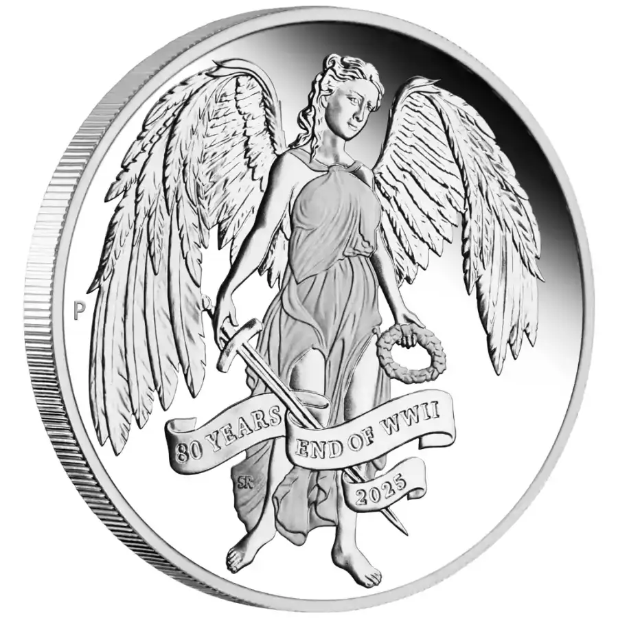 This is the side reverse of the Winged Victory Silver Proof Coin