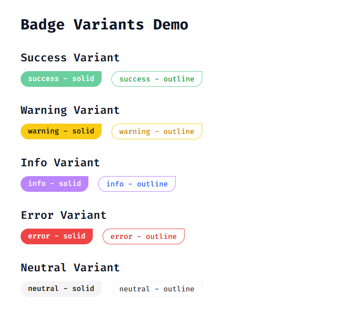 React badge component variants with tailwind css