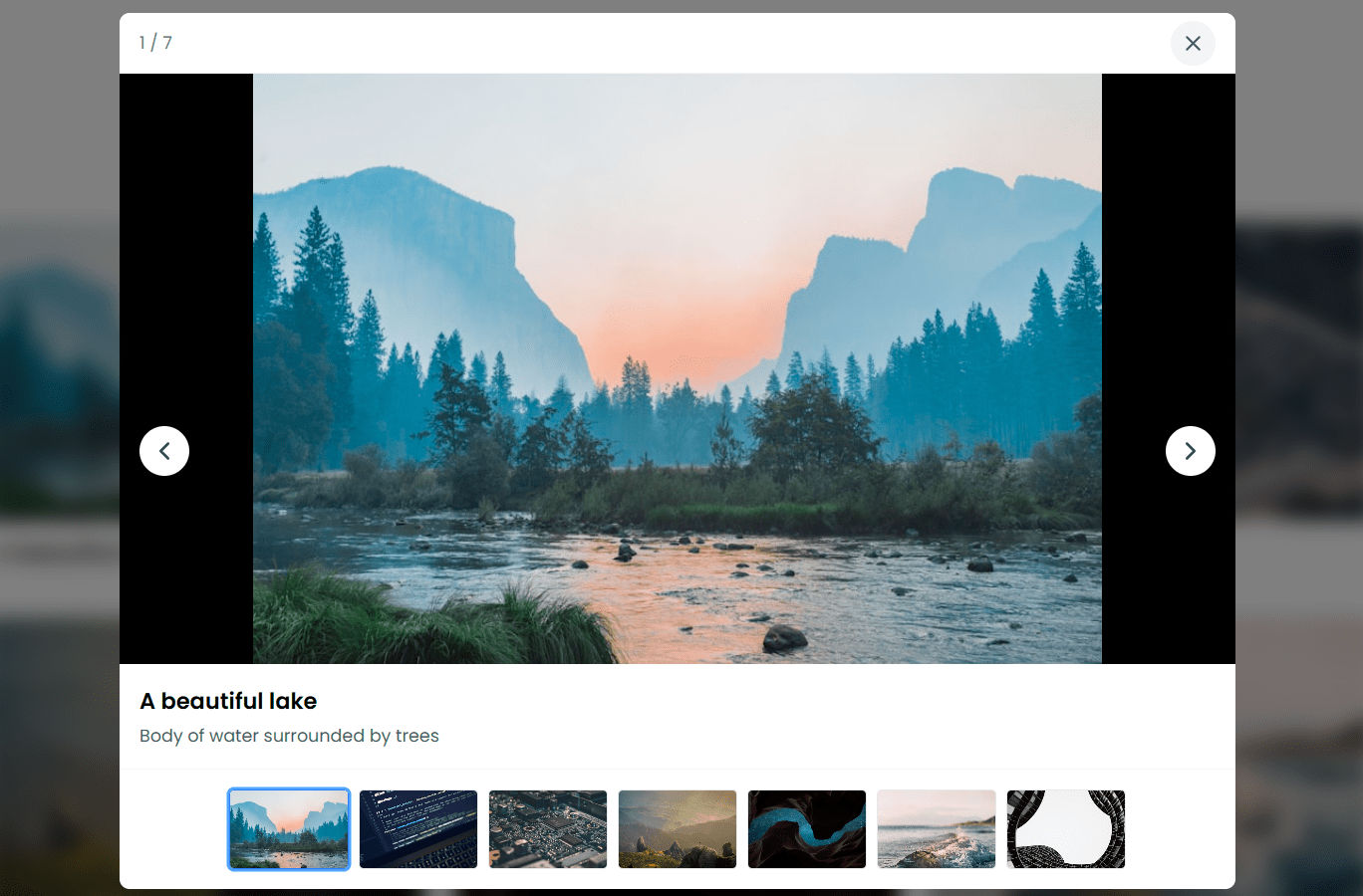 React tailwind lightbox UI
