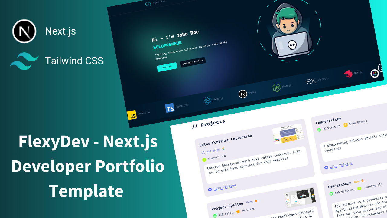 Next.js Portfolio Template Hero Section