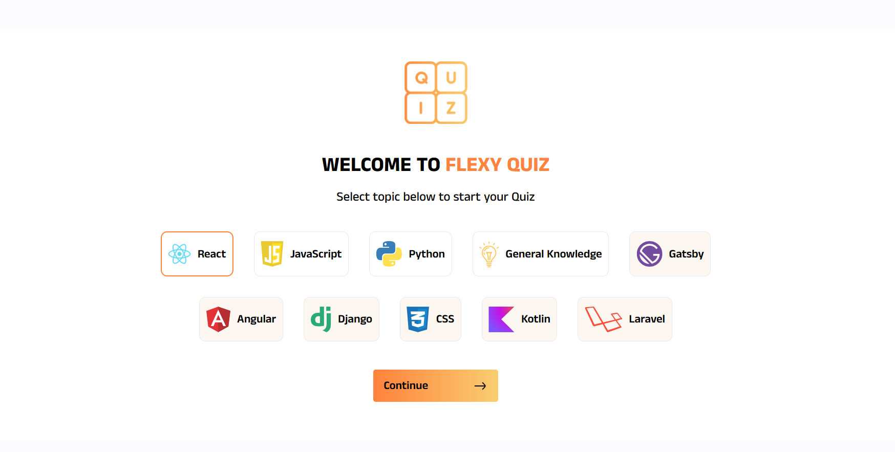 React Tailwind Quiz App Template