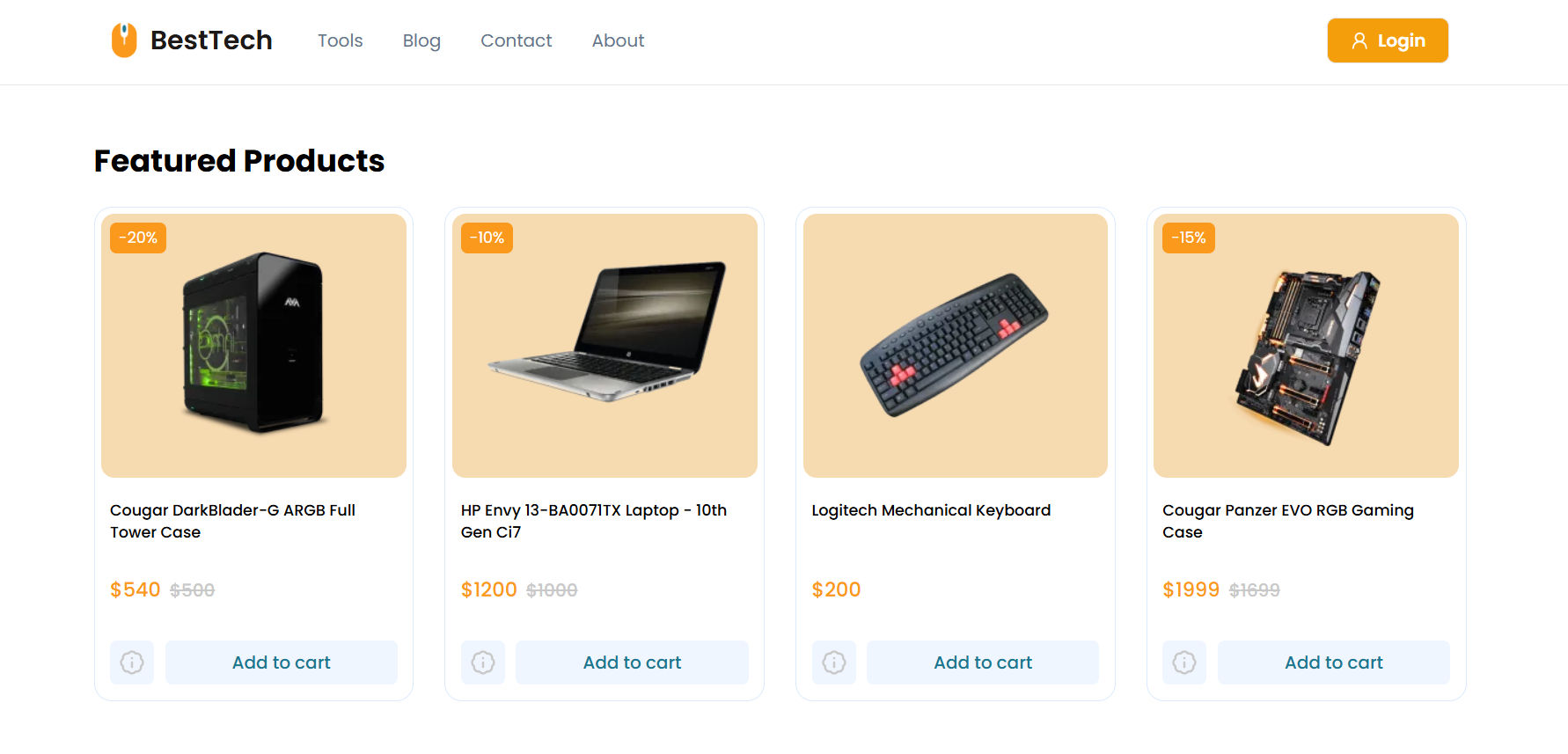 Product List component preview