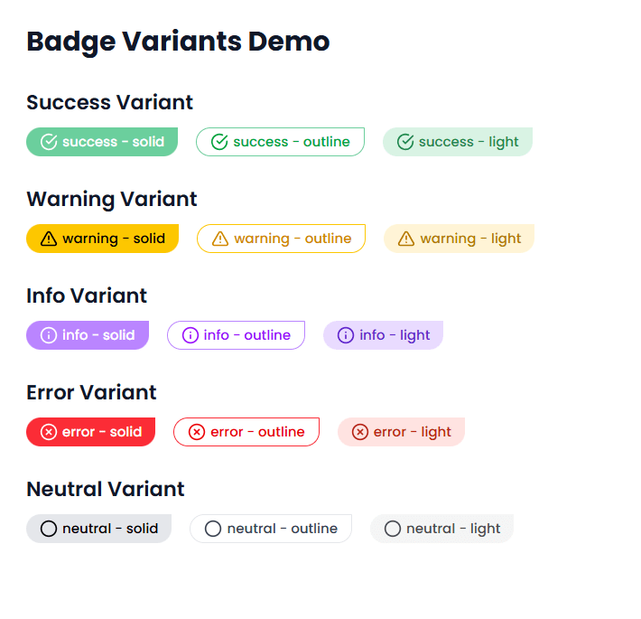 React badge component variants with tailwind css