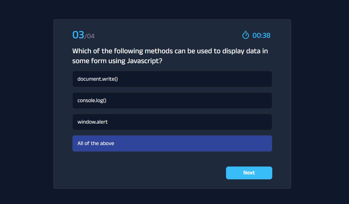 Tailwind Quiz component UI